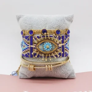 Beaded Evil Eye Cuff Bracelet