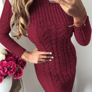 Cable Knit Crew Neck Sweater Dress Silver & Light Blue Hollow Out