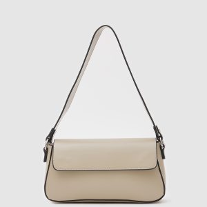 Chic Beige Faux Leather Shoulder Bag