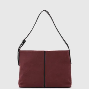 Elegant Maroon Canvas Shoulder Bag