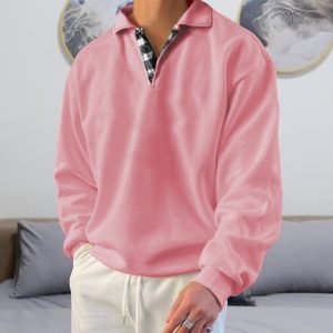 Polo Collar Solid Color Pullover