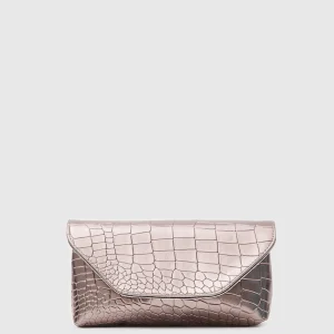 Elegant Faux Crocodile Leather Clutch