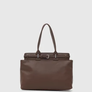 Elegant Brown Faux Leather Tote Bag