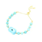 Adjustable Evil Eye Bracelet with Gold Accents