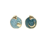 Elegant Sun and Moon Asymmetrical Enamel Earrings