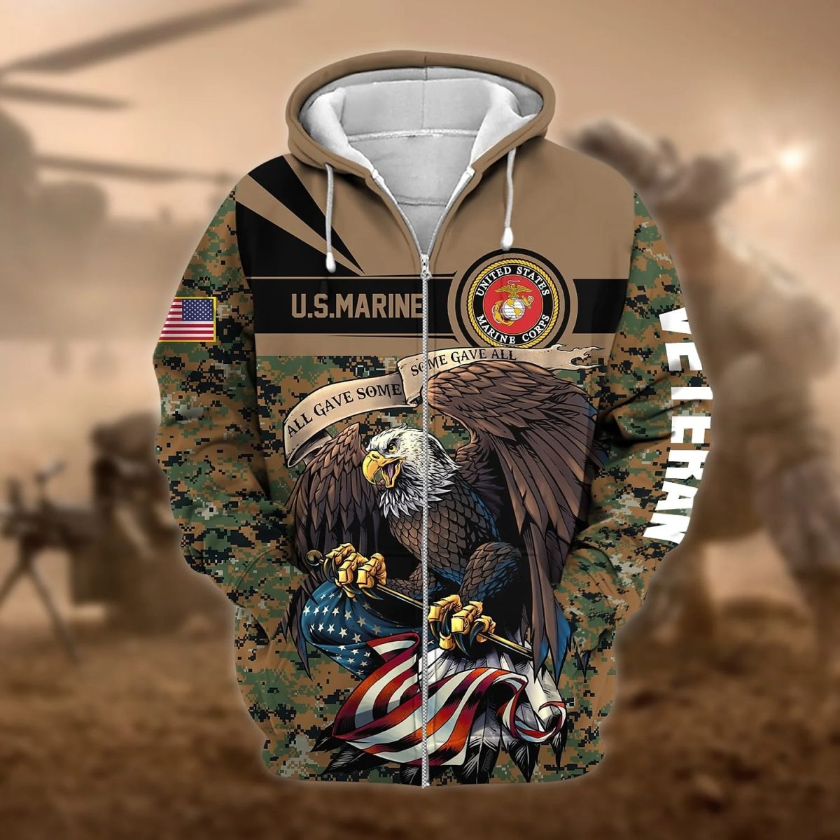 Camouflage Graphic Full Zip Hoodie Jacket - Image 3