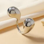 Retro Geometric Alloy Open Rings - Image 5