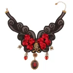 Gothic Skull and Rose Lace Necklace