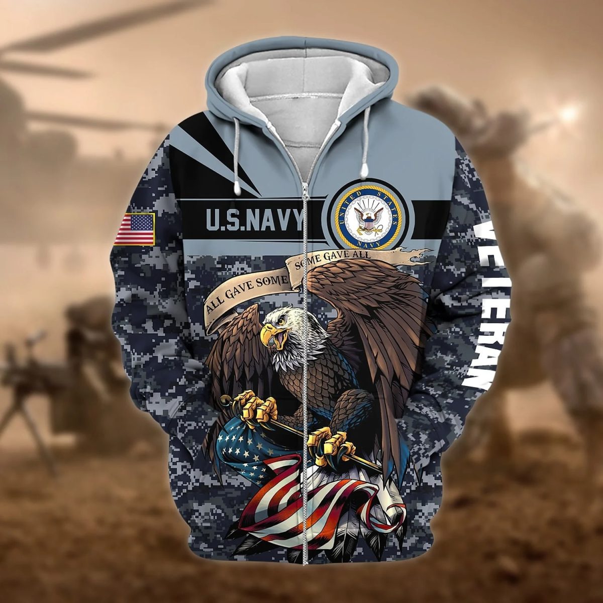 Camouflage Graphic Full Zip Hoodie Jacket - Image 2