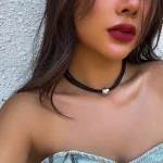 Classic Velvet Choker with Metal Bead Accent - Image 4