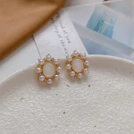 Heart Flower Pearl Ear Studs - Image 19