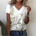 Floral Print Casual V Neck Tee - Image 10