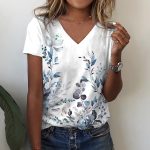 Floral Print Casual V Neck Tee - Image 4