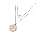 Elegant Layered Alloy Necklace with Textured Pendant