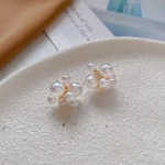 Heart Flower Pearl Ear Studs - Image 25