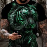 Funny Animal Cat 3D Print Casual Short Sleeve Crew Neck Tee - Image 4