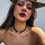 Classic Velvet Choker with Metal Bead Accent - Image 2