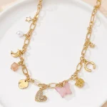 Charming Gold-Tone Mixed Material Necklace - Image 4
