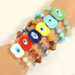 Adjustable Evil Eye Bracelet with Gold Accents - Image 3