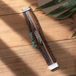 Leather Turquoise Wristband - Image 4